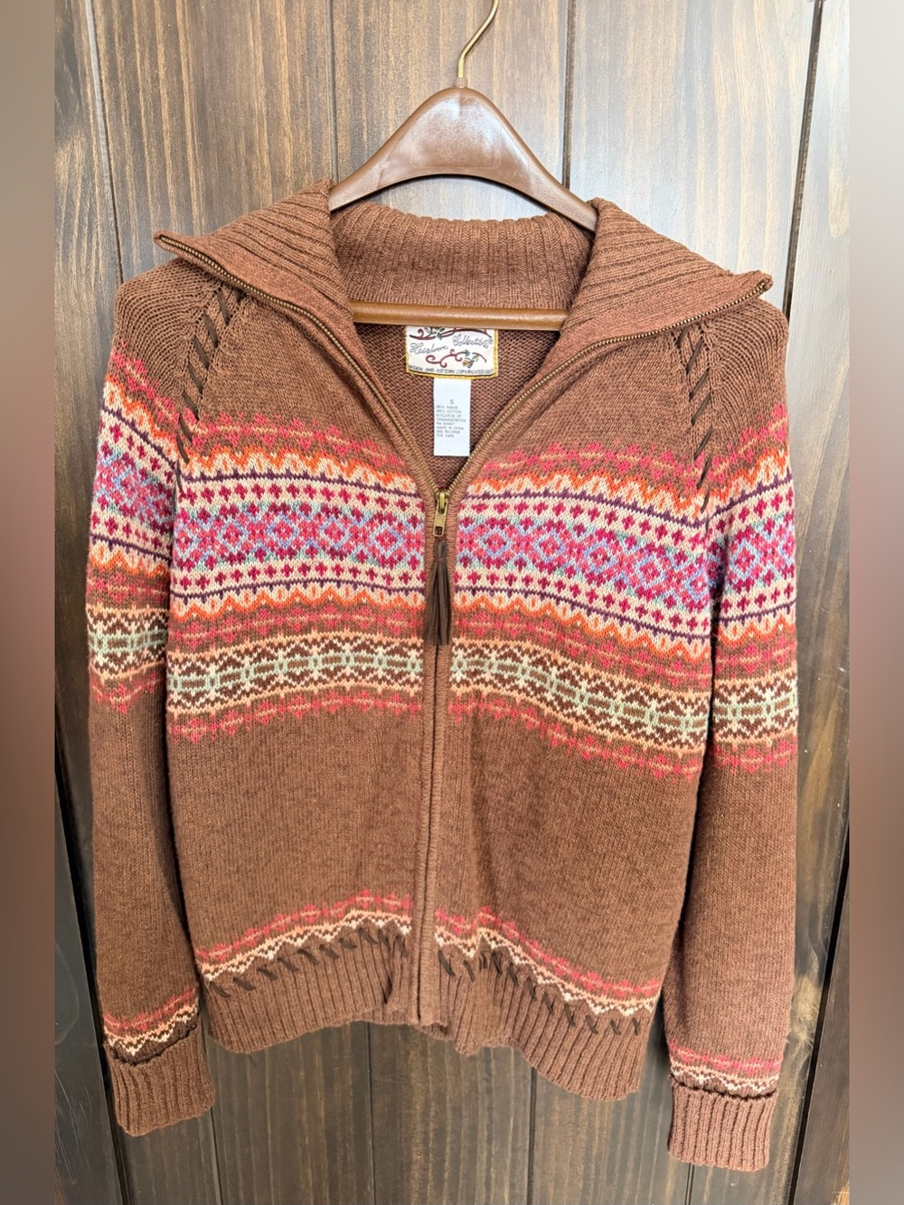 VTG 2001 Heirloom Collectibles Sweater Fair Isle Cardigan Full Zip Womens Small - Picture 5 of 8